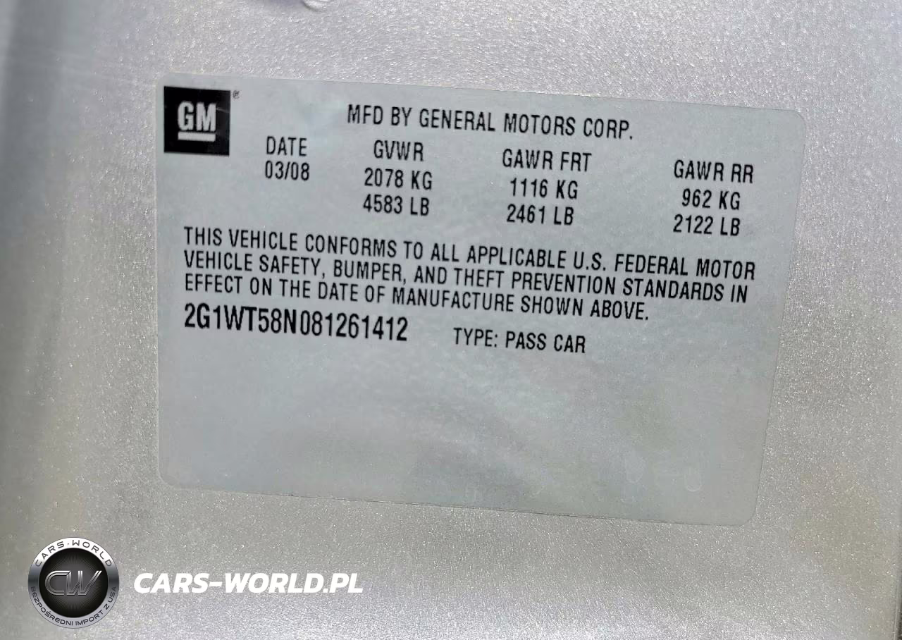 2008 Chevrolet Impala Lt VIN:2G1WT58N081261412 - 12