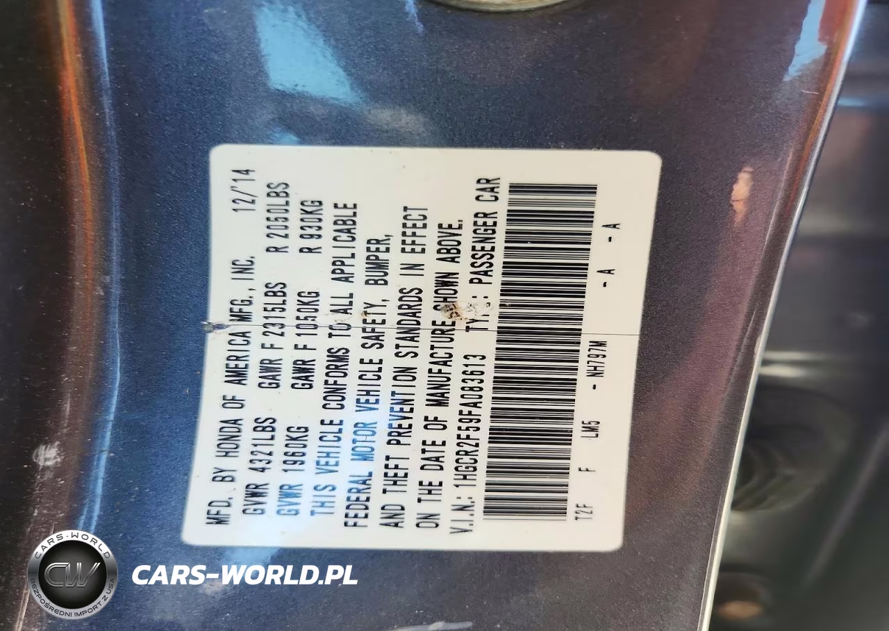2015 Honda Accord Sport VIN:1HGCR2F59FA083613 - 13