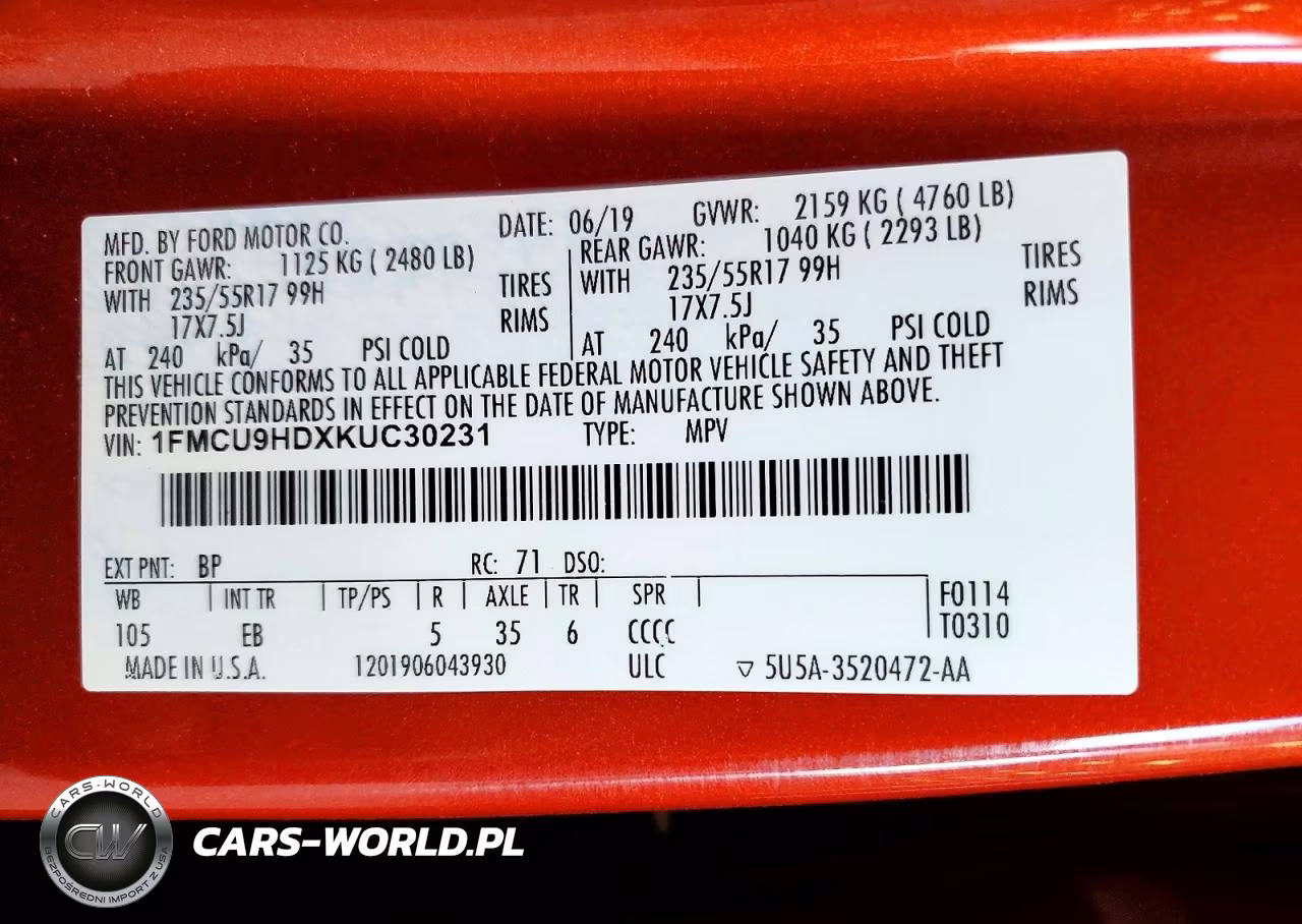 2019 Ford Escape Sel VIN:1FMCU9HDXKUC30231 - 13