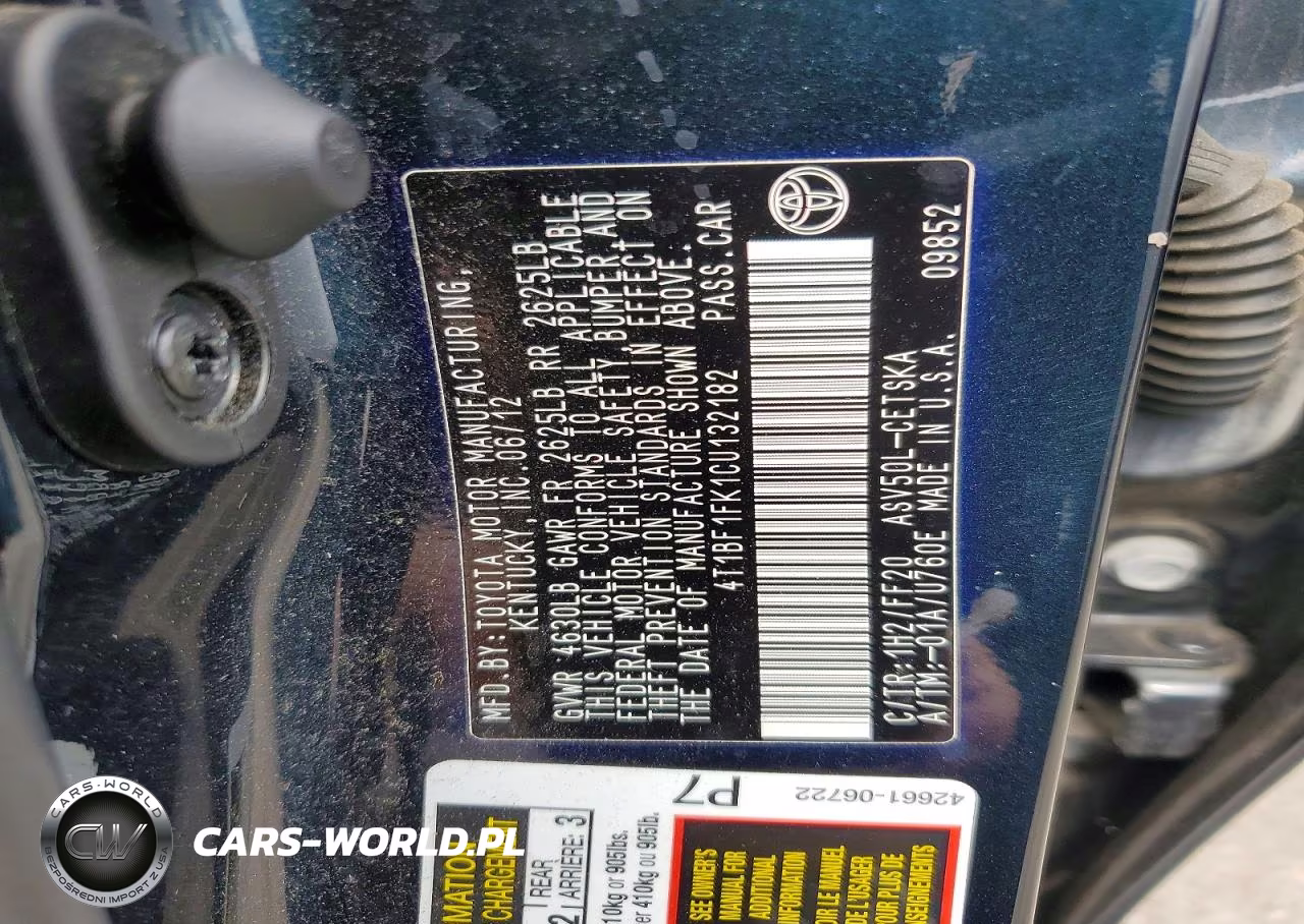2012 Toyota Camry Se VIN:4T1BF1FK1CU132182 - 13
