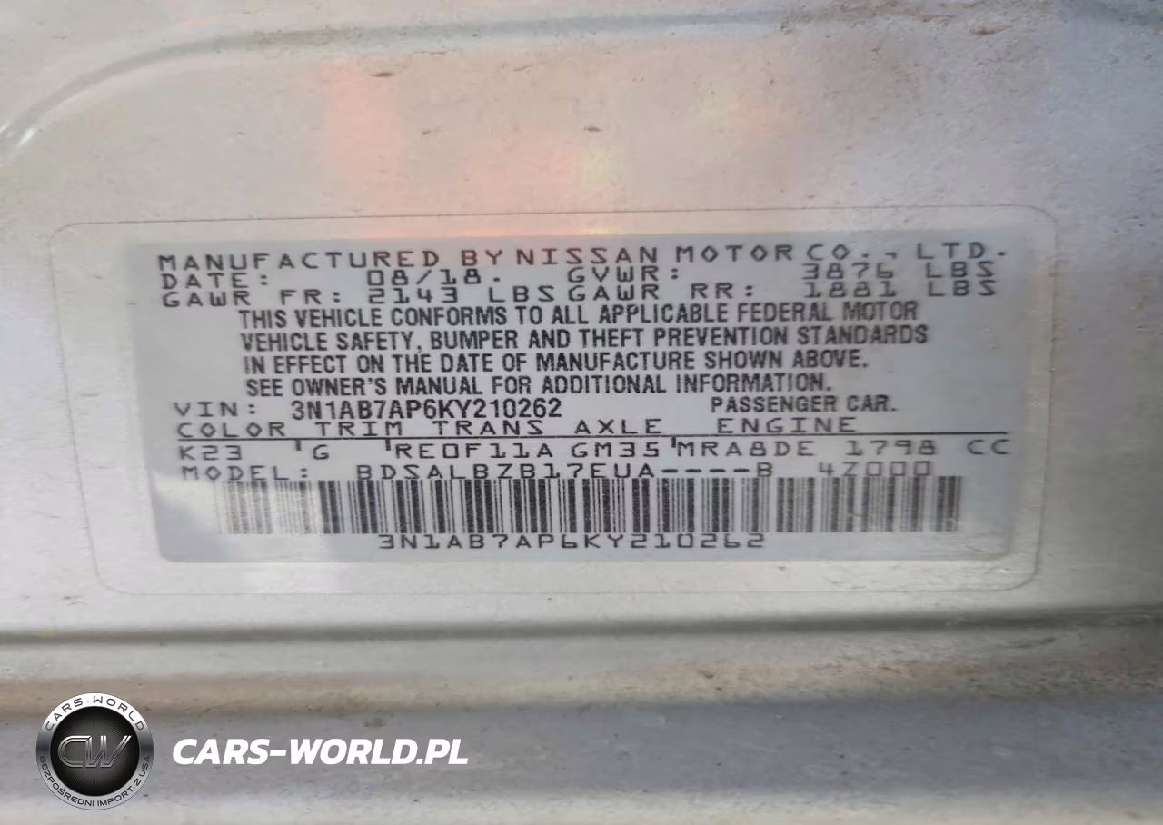 2019 Nissan Sentra S VIN:3N1AB7AP6KY210262 - 12