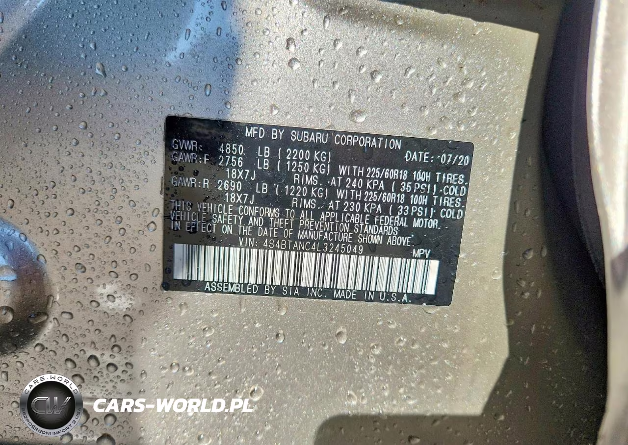 2020 Subaru Outback Limited VIN:4S4BTANC4L3245049 - 13