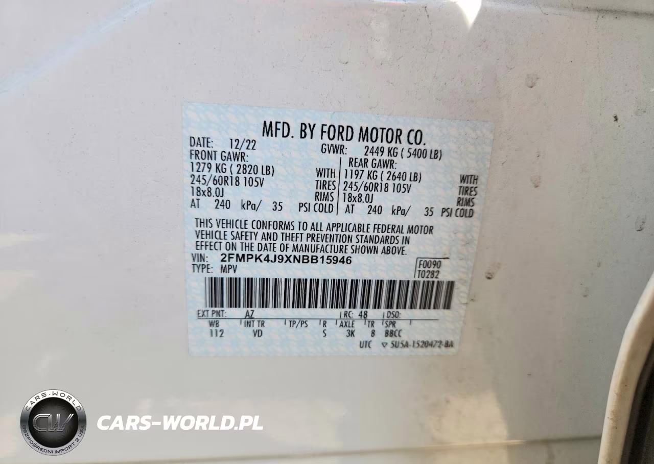 2022 Ford Edge Sel VIN:2FMPK4J9XNBB15946 - 13