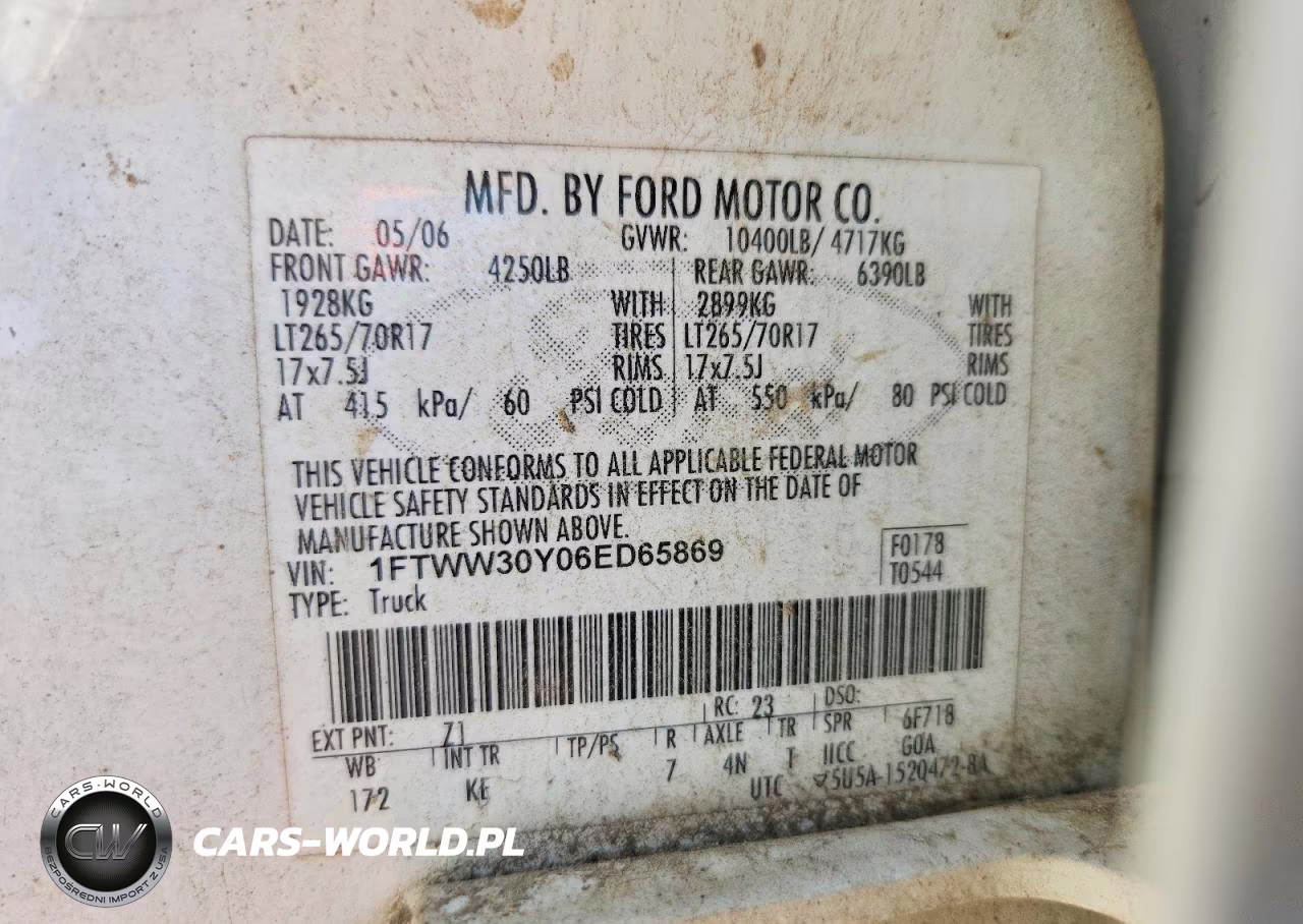 2006 Ford F350 Srw Super Duty VIN:1FTWW30Y06ED65869 - 12