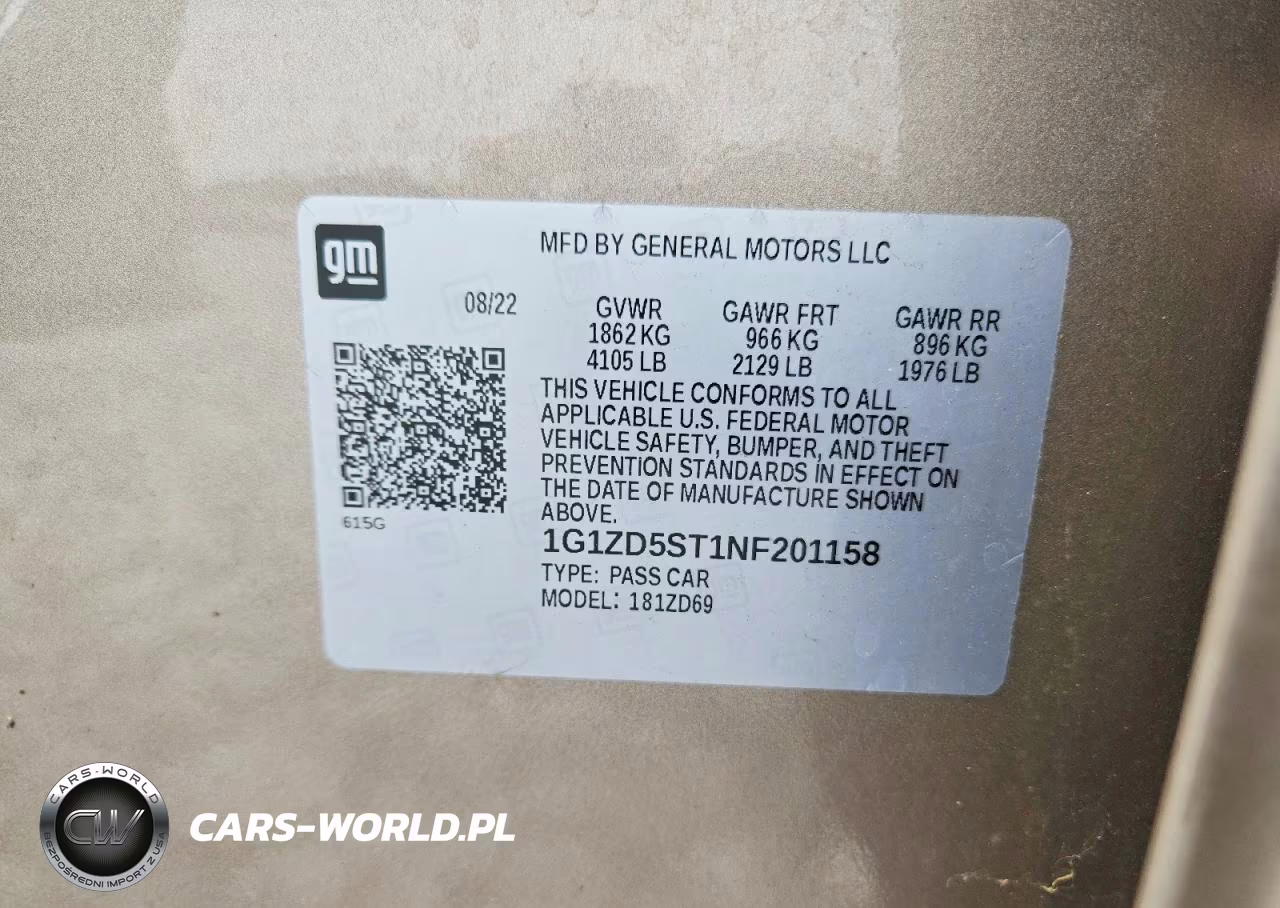 2022 Chevrolet Malibu Lt VIN:1G1ZD5ST1NF201158 - 12