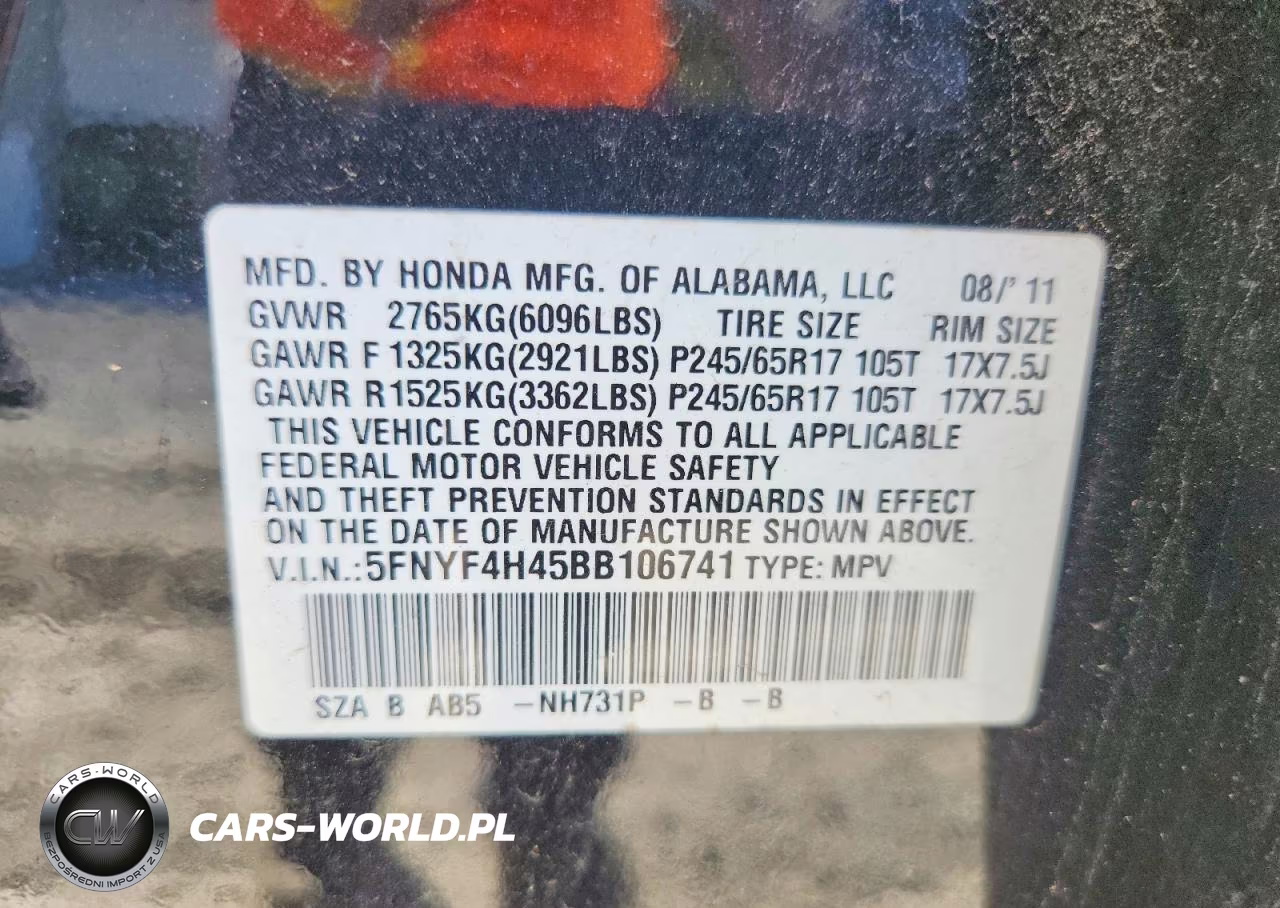 2011 Honda Pilot Ex VIN:5FNYF4H45BB106741 - 13