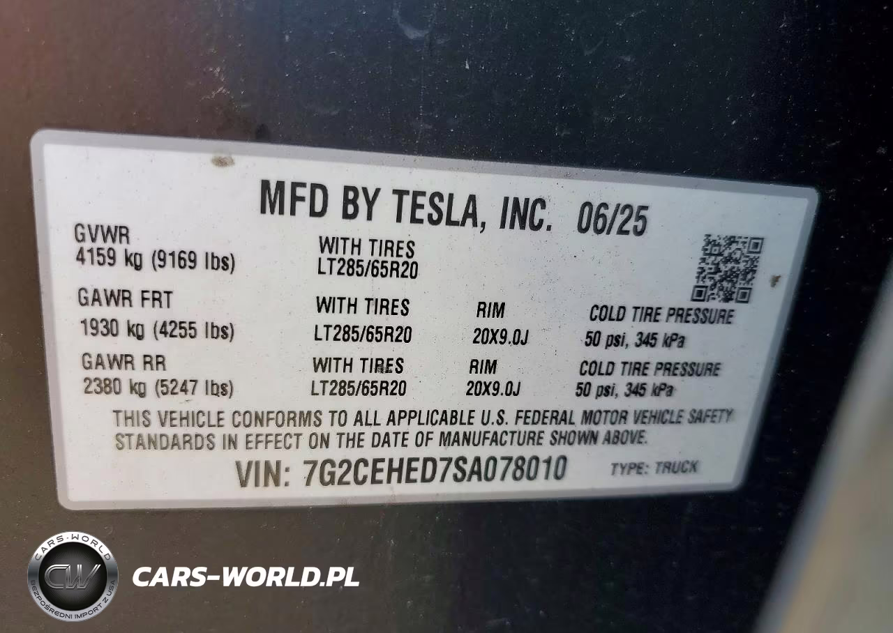 2025 Tesla Cybertruck VIN:7G2CEHED7SA078010 - 13