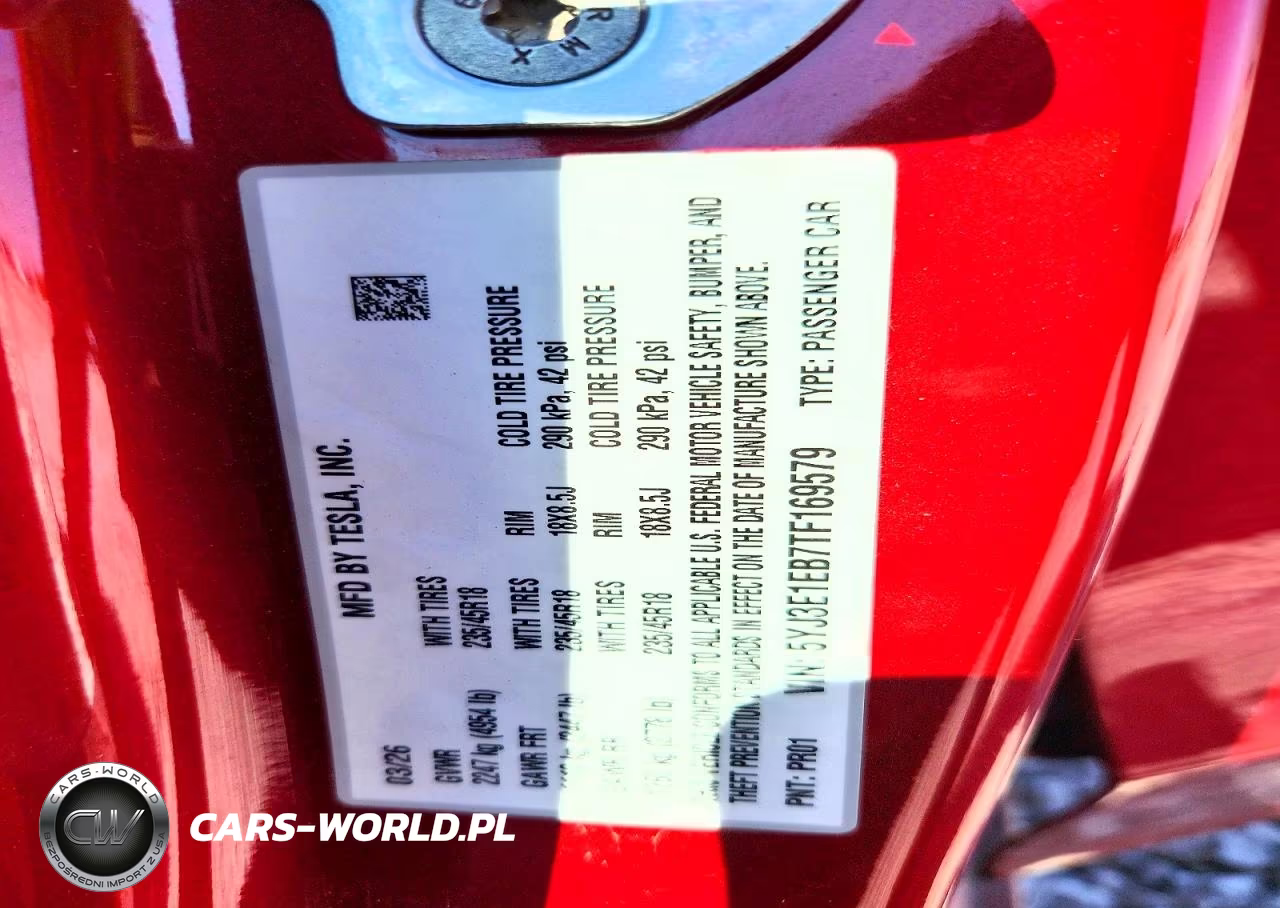 2026 Tesla Model 3 VIN:5YJ3E1EB7TF169579 - 12
