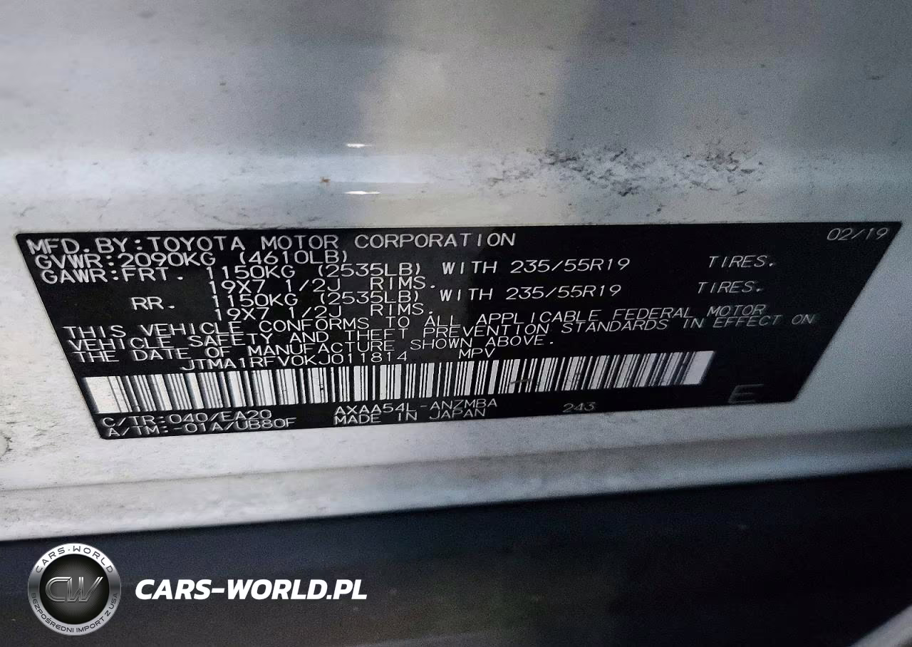 2019 Toyota Rav4 Xle Premium VIN:JTMA1RFV0KJ011814 - 14