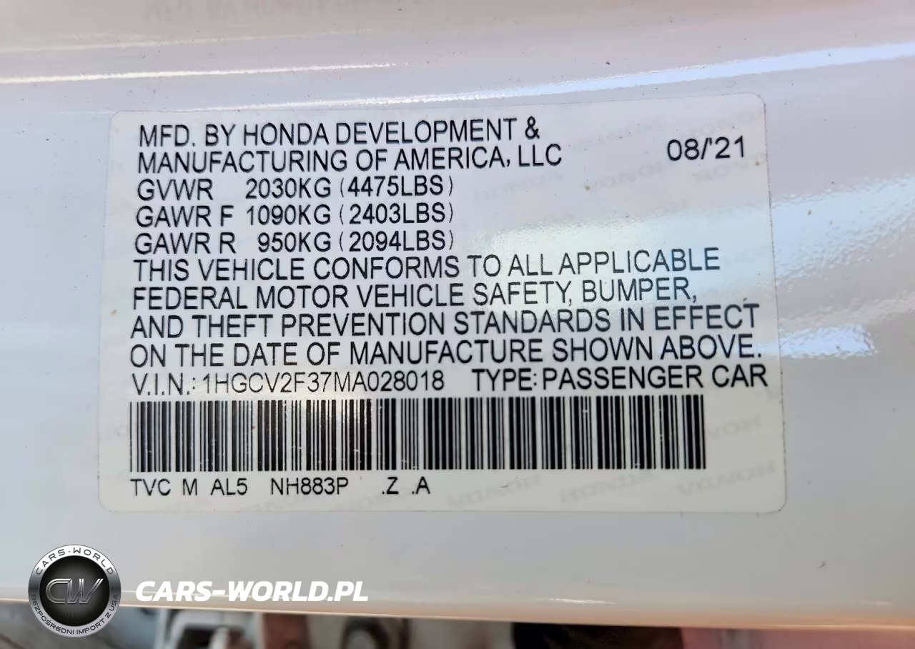 2021 Honda Accord Sport VIN:1HGCV2F37MA028018 - 12