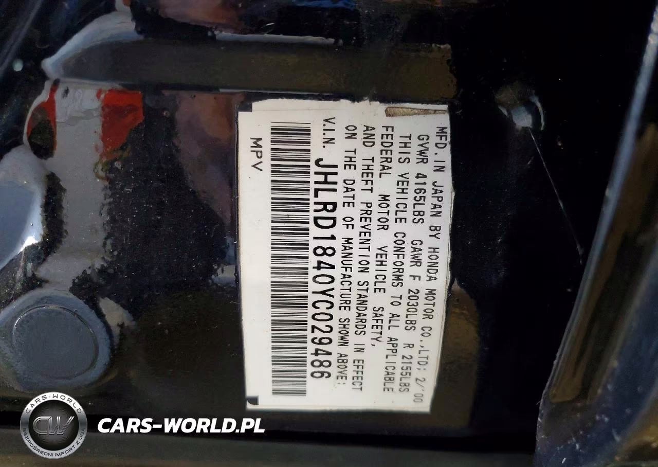 2000 Honda Cr-V Lx VIN:JHLRD1840YC029486 - 14