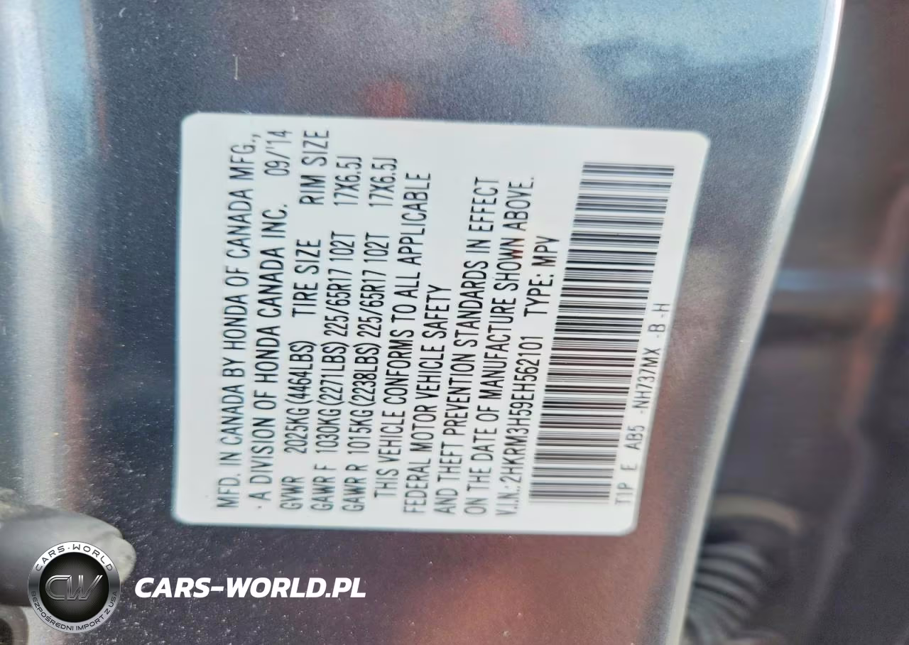 2014 Honda Cr-V Ex VIN:2HKRM3H59EH562101 - 12