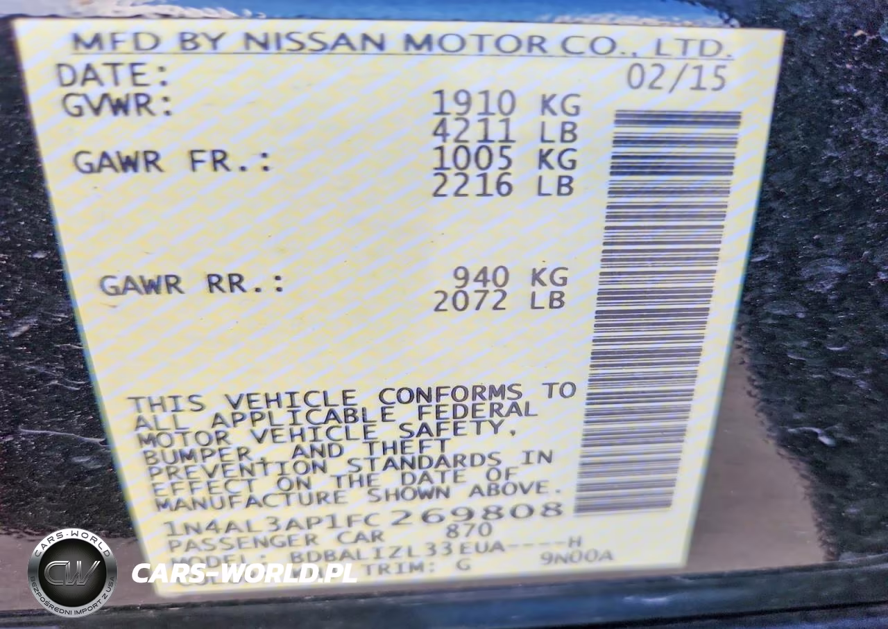2015 Nissan Altima 2.5 Sv VIN:1N4AL3AP1FC269808 - 12