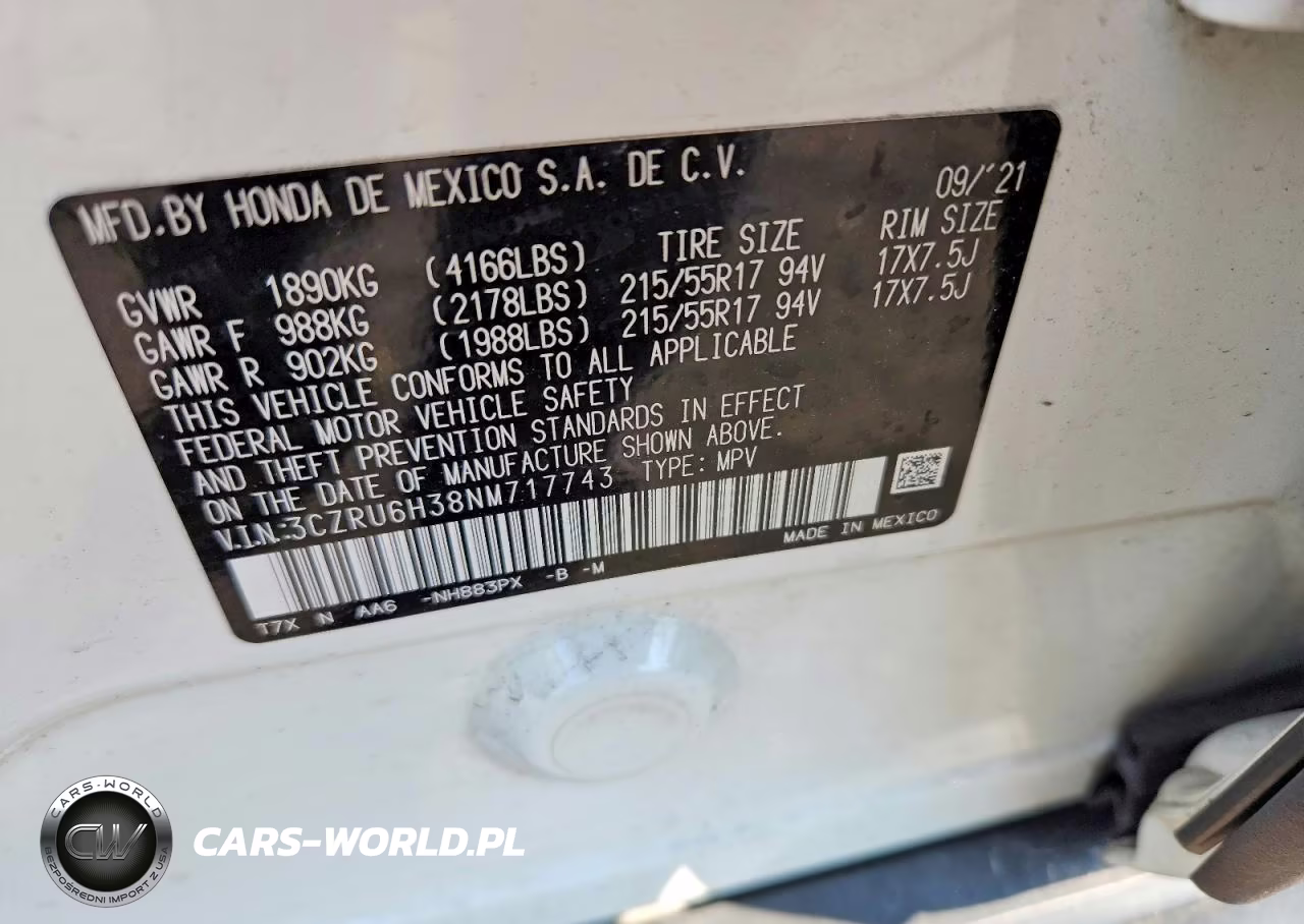 2022 Honda Hr-V Lx VIN:3CZRU6H38NM717743 - 12