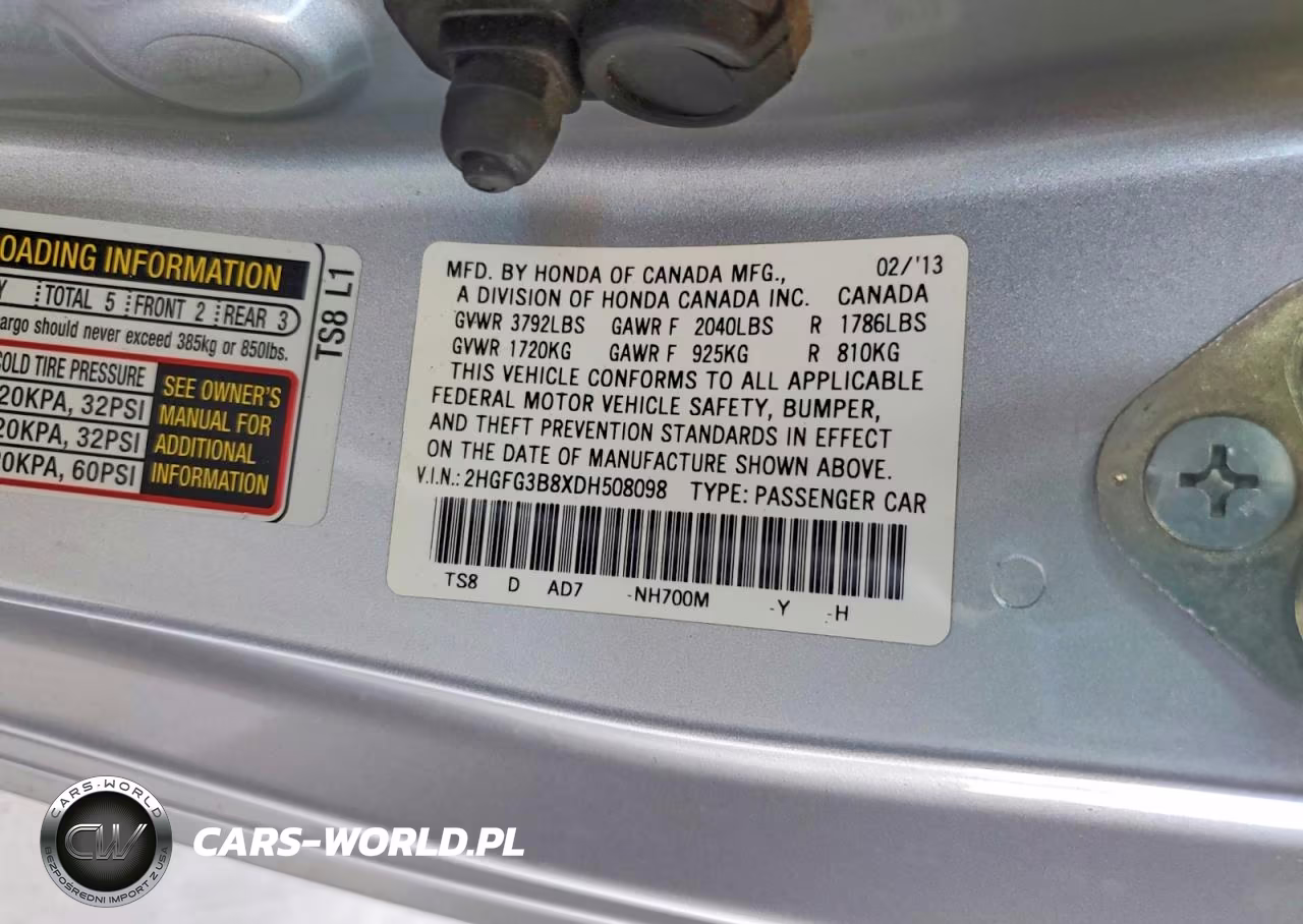 2013 Honda Civic Ex VIN:2HGFG3B8XDH508098 - 12