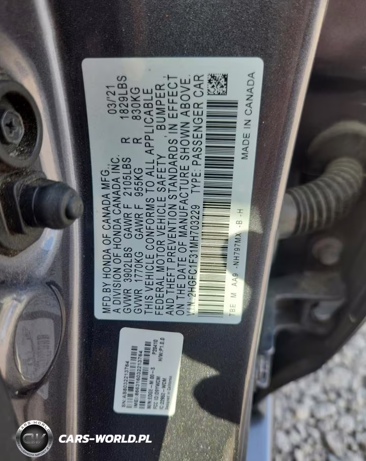 2021 Honda Civic Ex VIN:2HGFC1F31MH703229 - 12