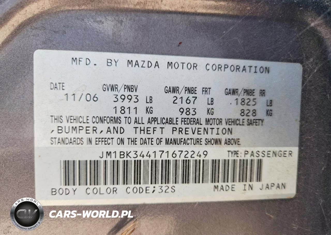 2007 Mazda 3 Hatchback VIN:JM1BK344171672249 - 12