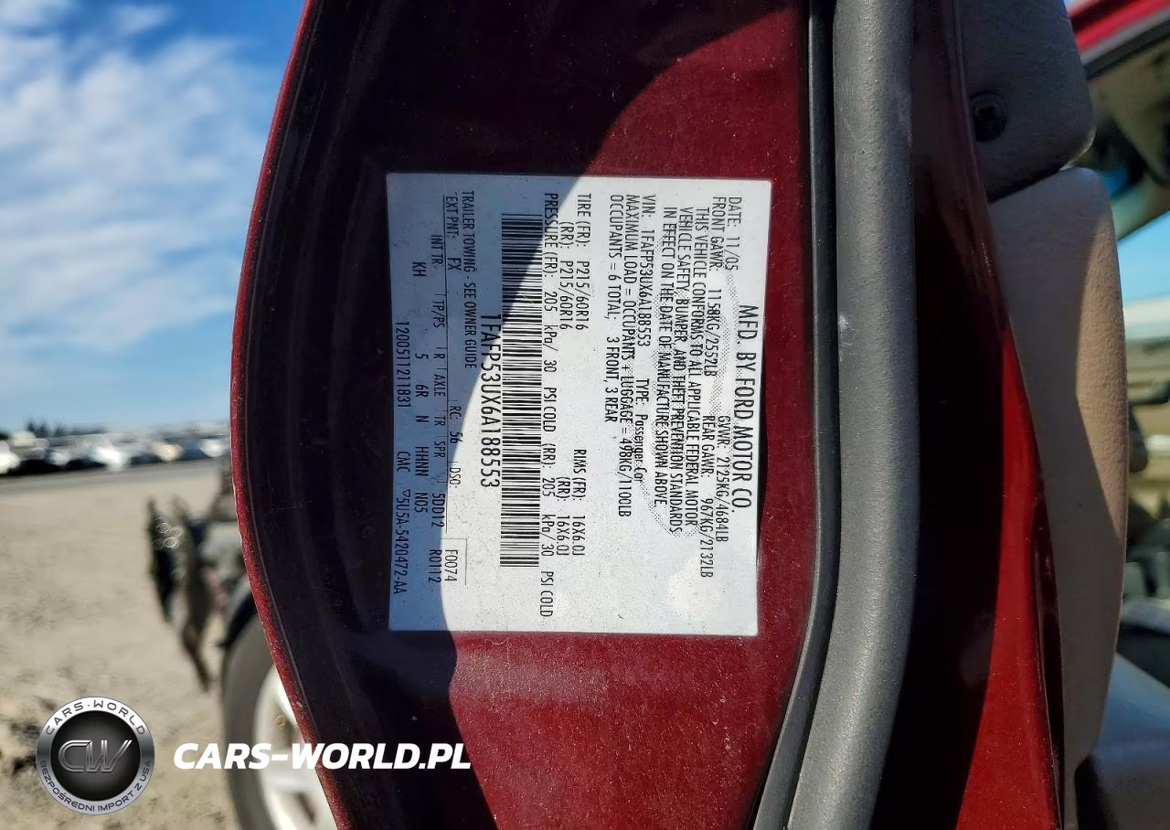 2006 Ford Taurus Se VIN:1FAFP53UX6A188553 - 13
