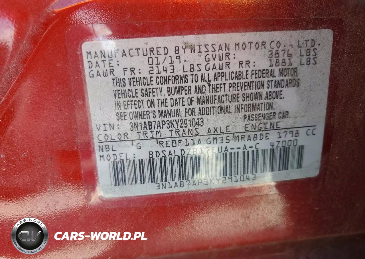 2019 Nissan Sentra Sv VIN:3N1AB7AP3KY291043 - 12
