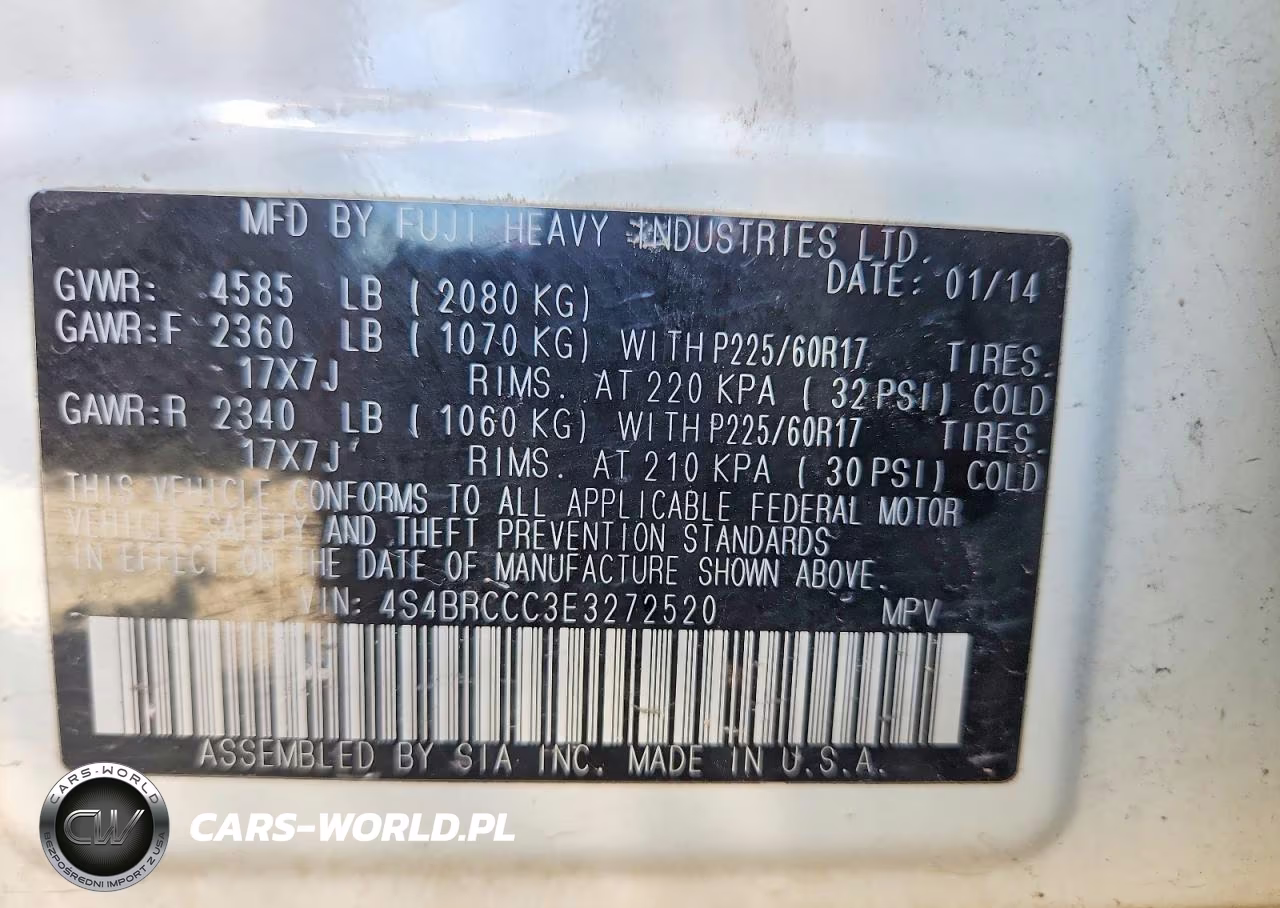 2014 Subaru Outback 2.5I Premium VIN:4S4BRCCC3E3272520 - 13
