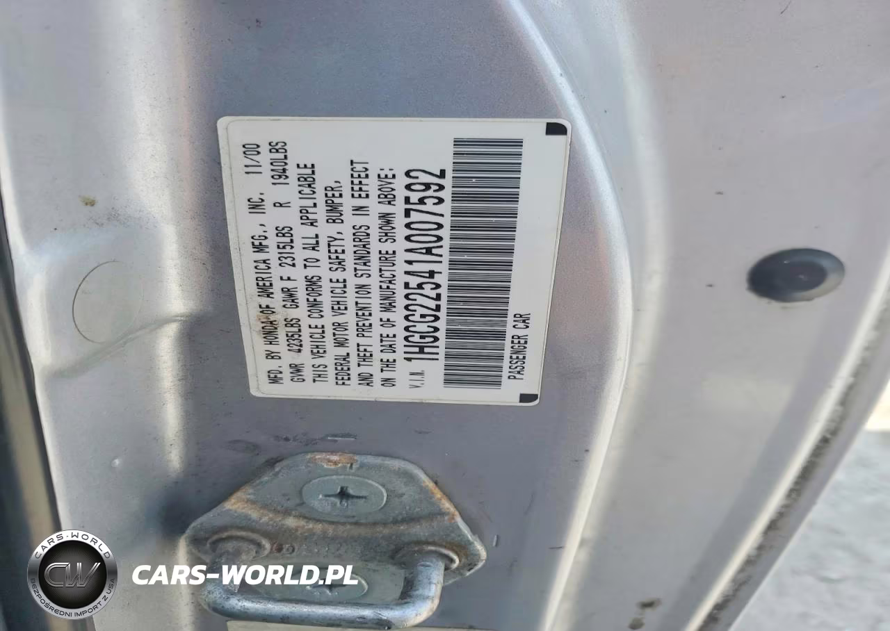2001 Honda Accord Ex VIN:1HGCG22541A007592 - 12