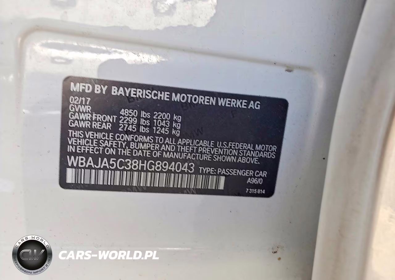 2017 BMW 530 I VIN:WBAJA5C38HG894043 - 10