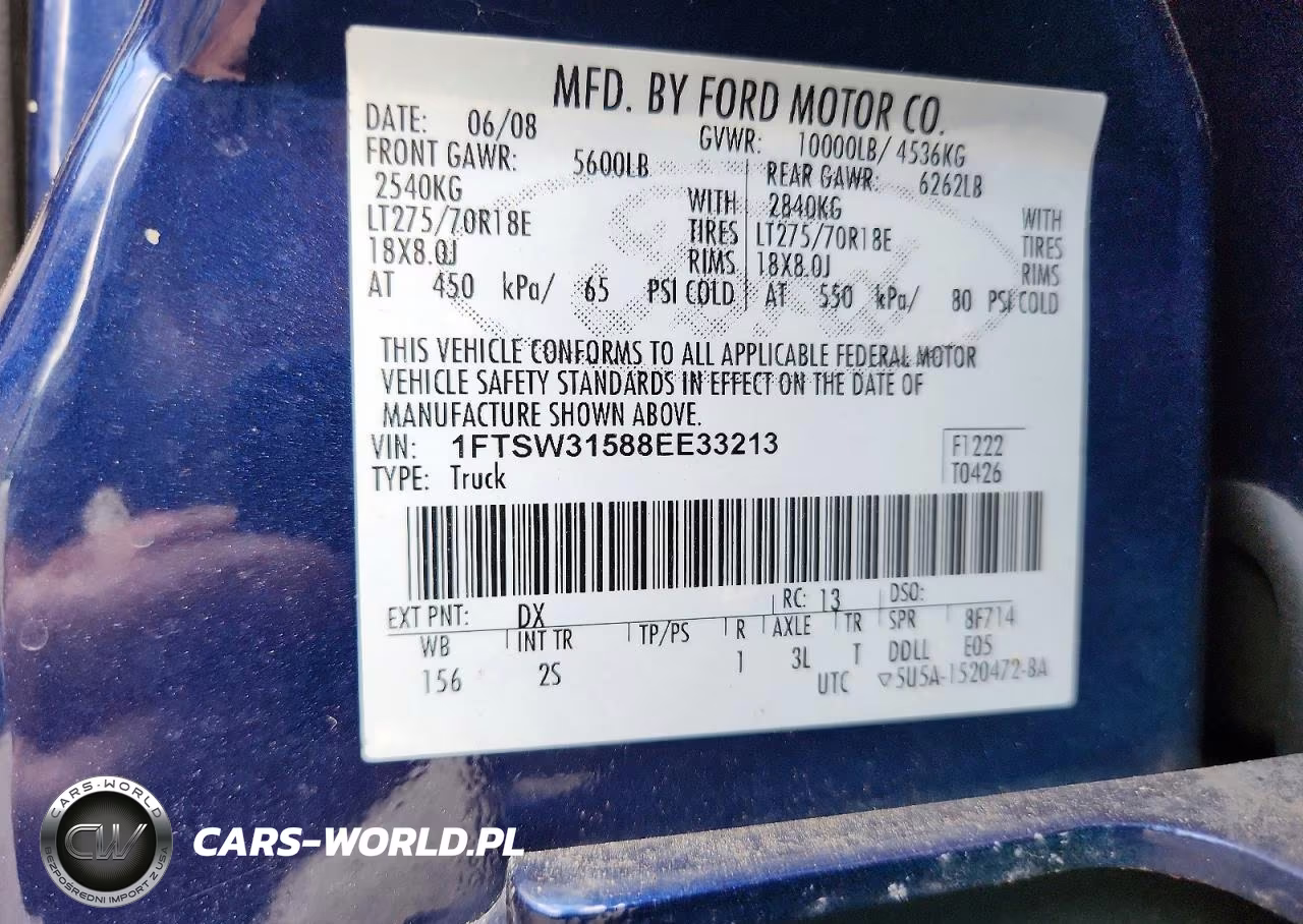 2008 Ford F350 Srw Super Duty VIN:1FTSW31588EE33213 - 13