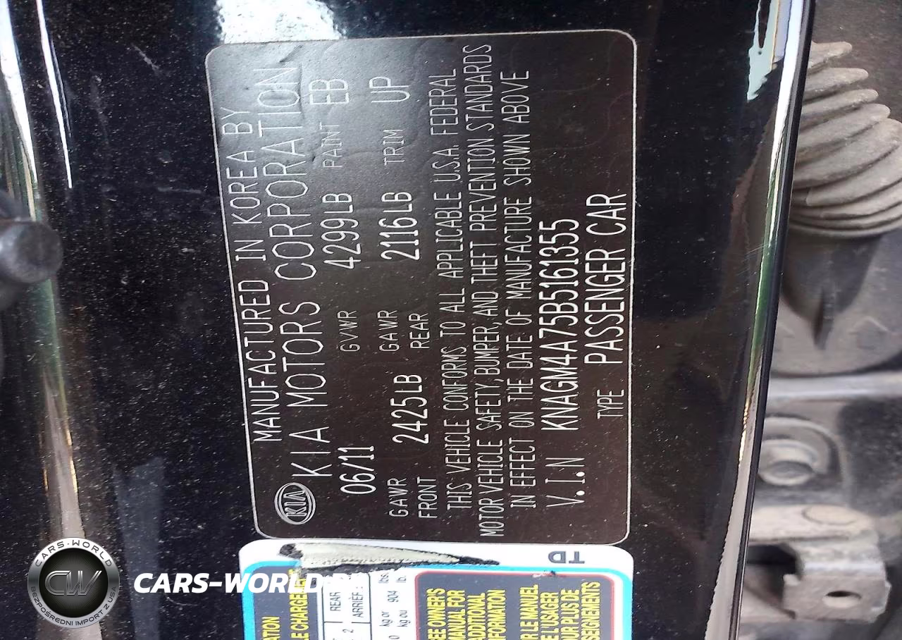 2011 Kia Optima Lx VIN:KNAGM4A75B5161355 - 12