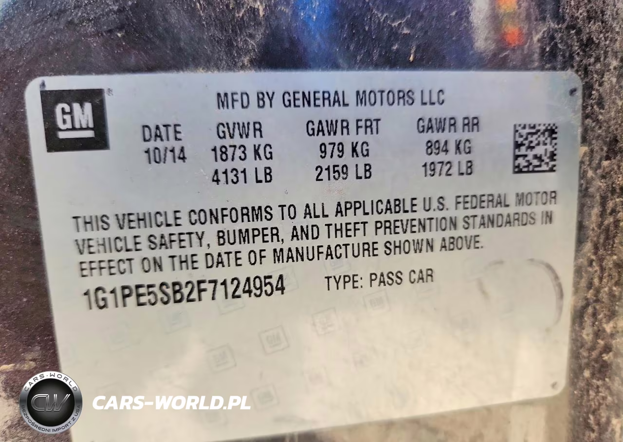 2015 Chevrolet Cruze Lt VIN:1G1PE5SB2F7124954 - 12