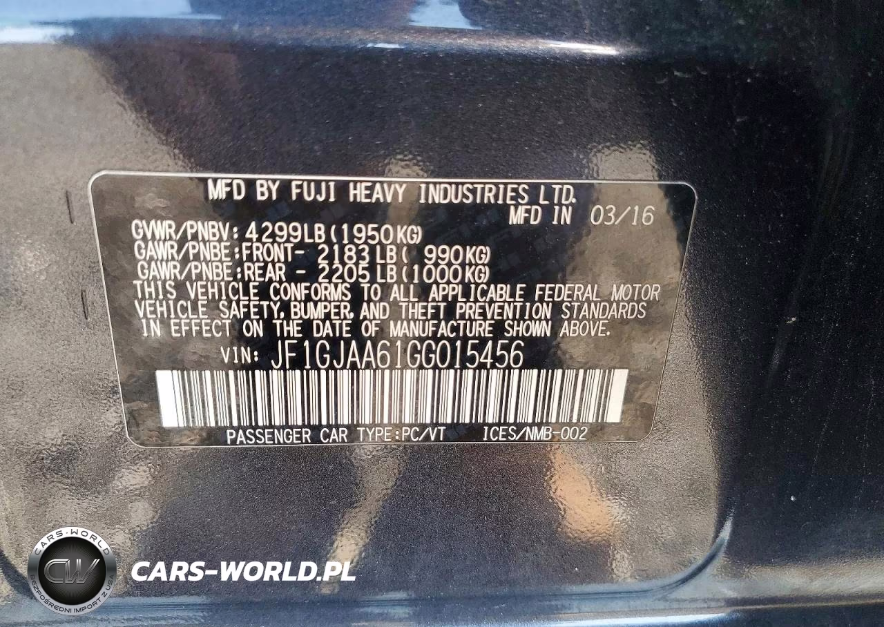 2016 Subaru Impreza VIN:JF1GJAA61GG015456 - 12