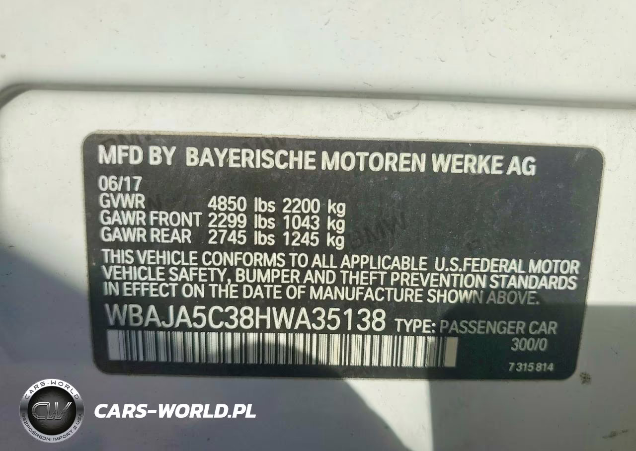 2017 BMW 530 I VIN:WBAJA5C38HWA35138 - 12