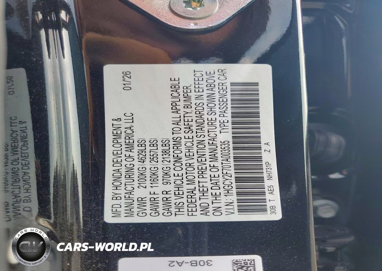 2026 Honda Accord Hybrid Sport-L VIN:1HGCY2F70TA003535 - 12
