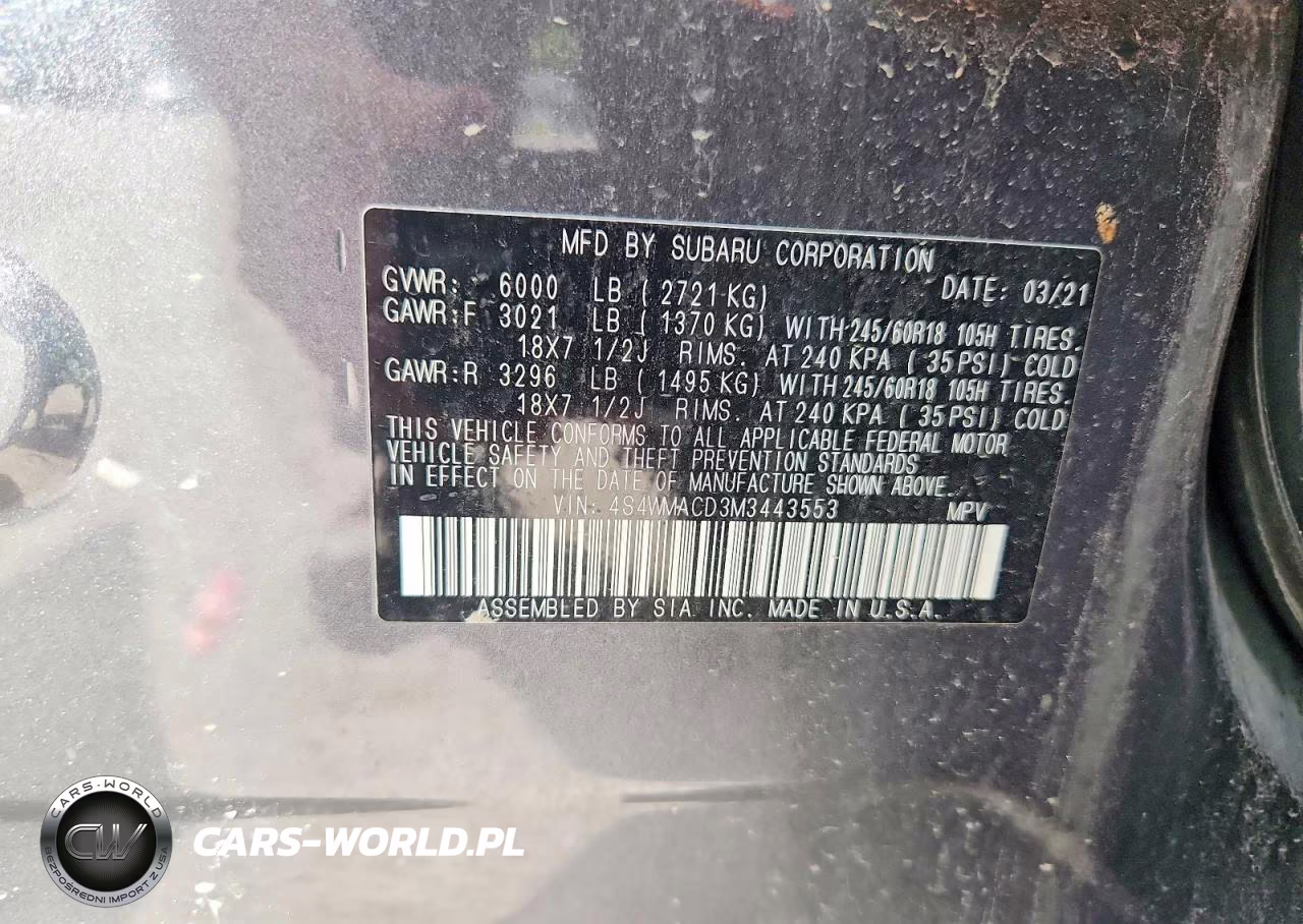 2021 Subaru Ascent Premium VIN:4S4WMACD3M3443553 - 13