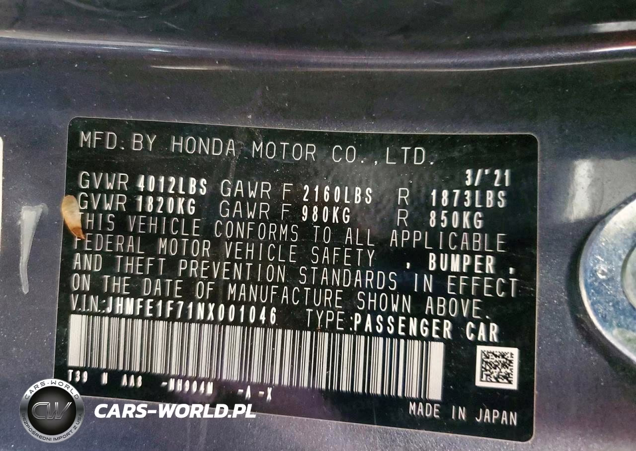 2022 Honda Civic Ex VIN:JHMFE1F71NX001046 - 12