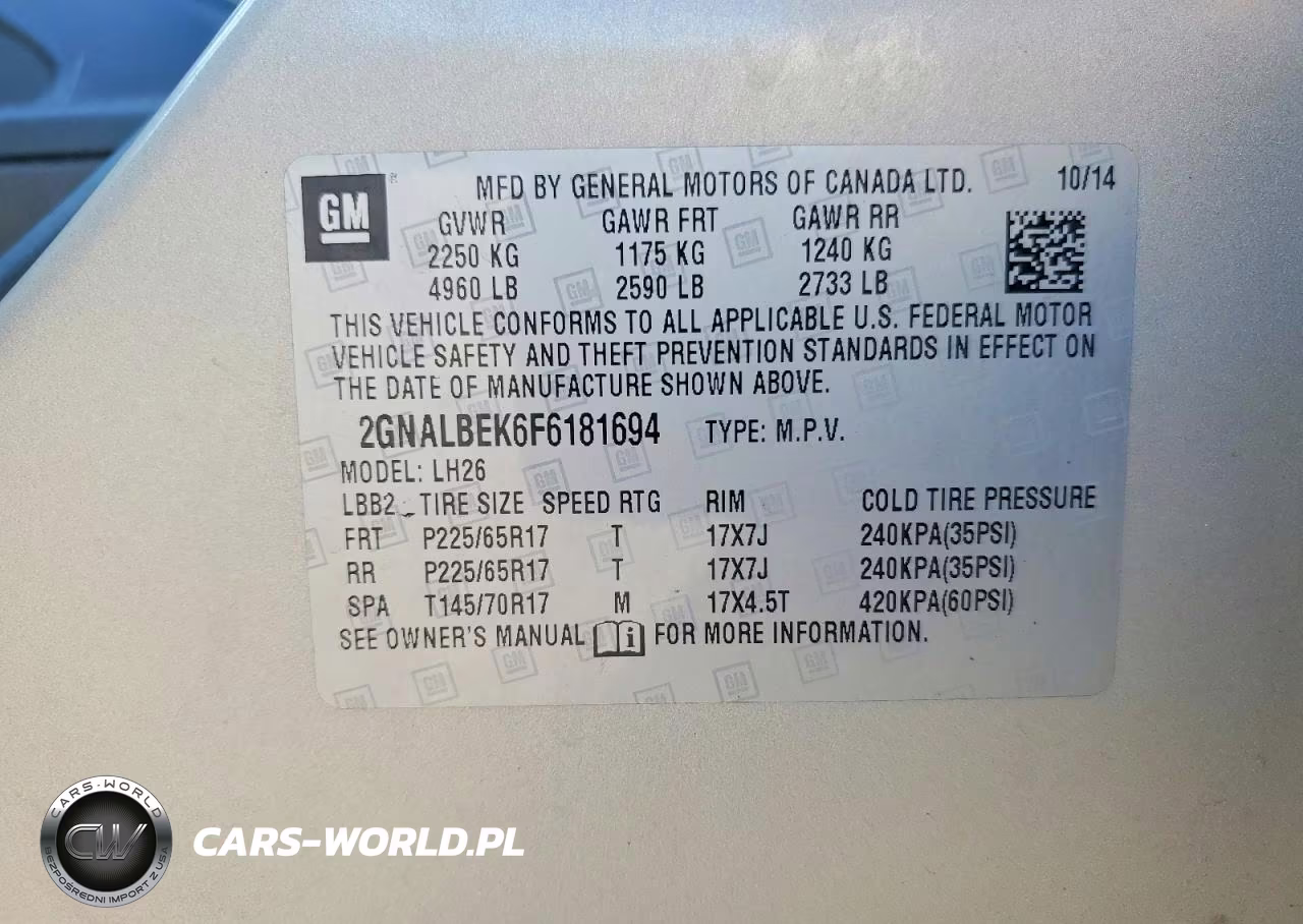 2015 Chevrolet Equinox Lt VIN:2GNALBEK6F6181694 - 13