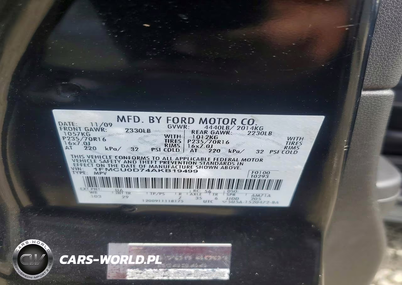 2010 Ford Escape Xlt VIN:1FMCU0D74AKB19499 - 14