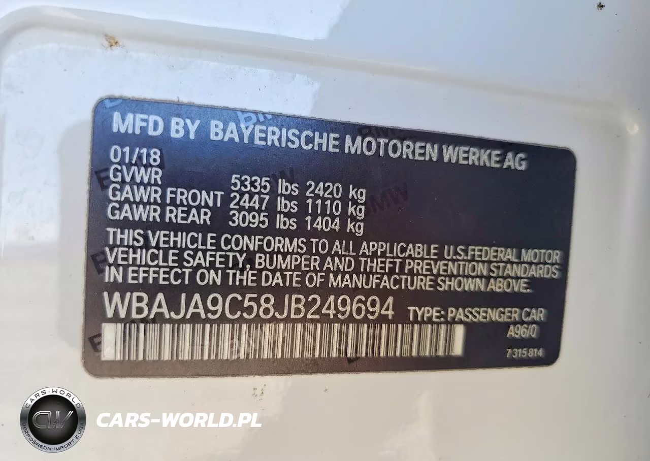 2018 BMW 530E VIN:WBAJA9C58JB249694 - 12