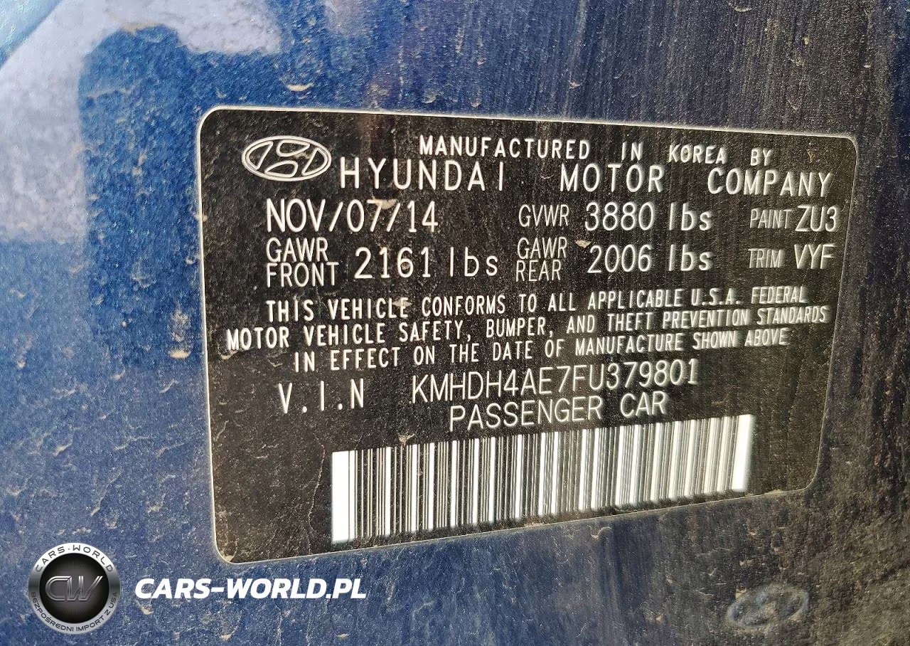 2015 Hyundai Elantra Se VIN:KMHDH4AE7FU379801 - 12