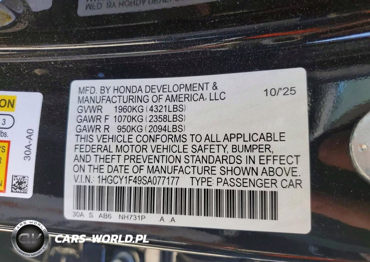 2025 Honda Accord Se VIN:1HGCY1F49SA077177 - 13