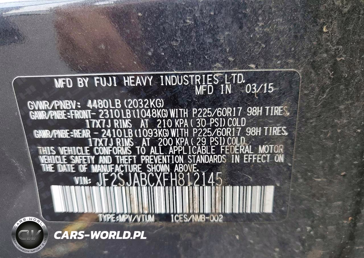 2015 Subaru Forester 2.5I VIN:JF2SJABCXFH812145 - 13