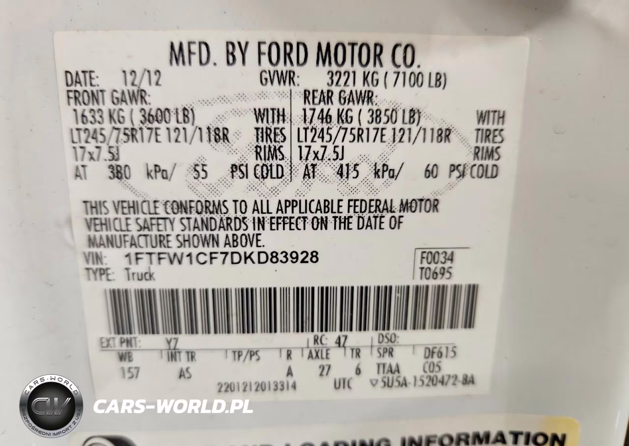 2013 Ford F150 Supercrew VIN:1FTFW1CF7DKD83928 - 12