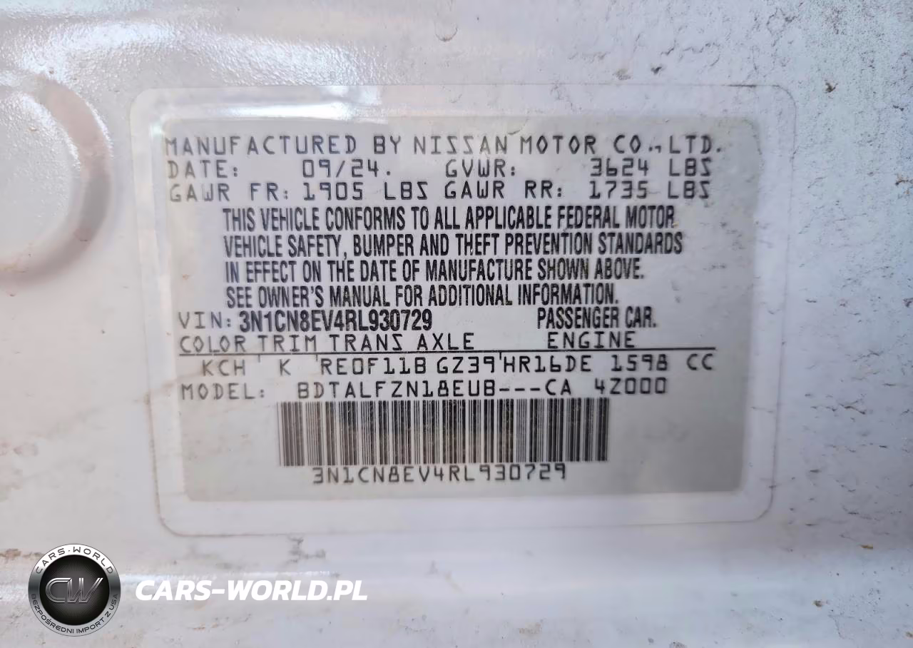 2024 Nissan Versa Sv VIN:3N1CN8EV4RL930729 - 12