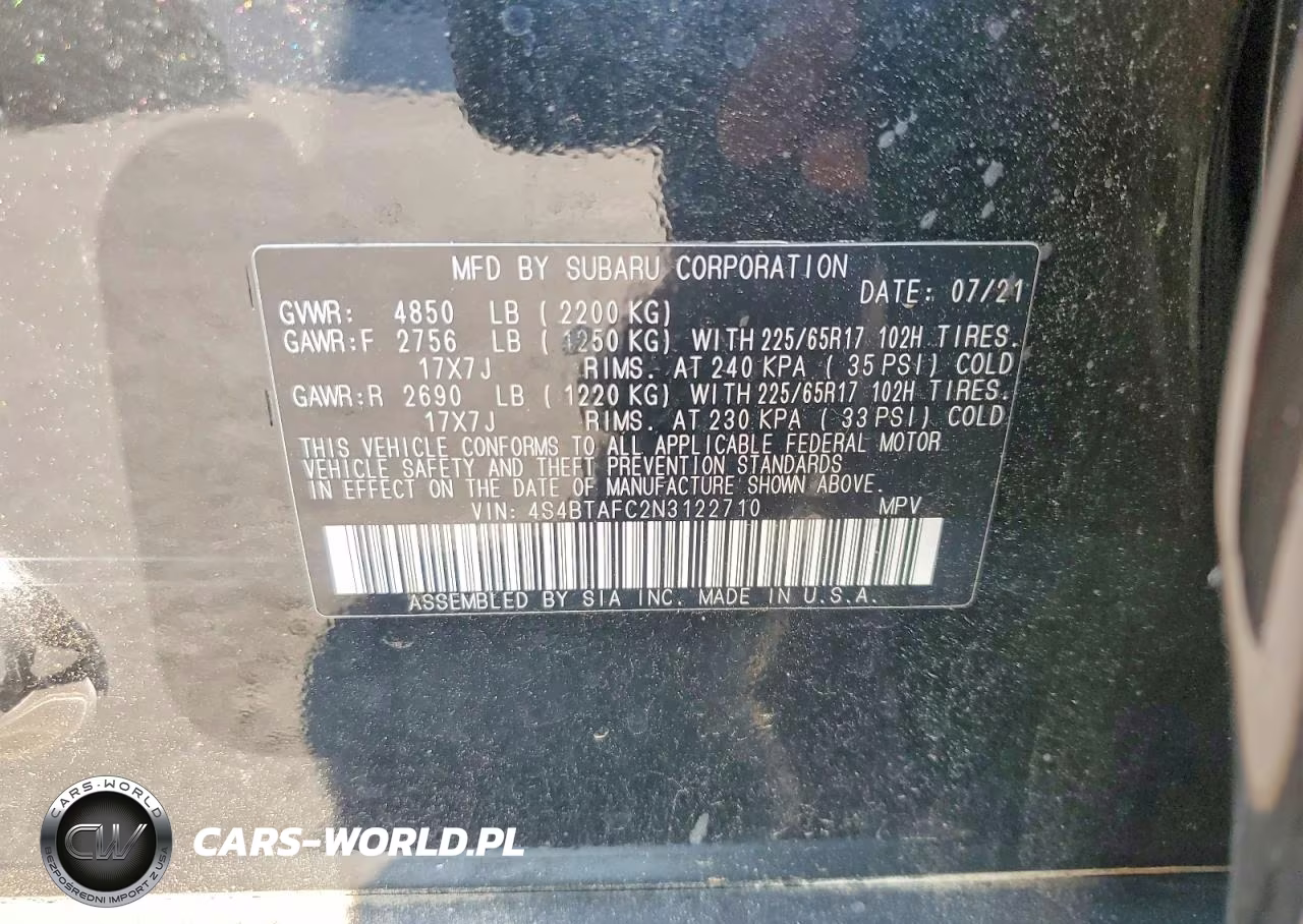 2022 Subaru Outback Premium VIN:4S4BTAFC2N3122710 - 13