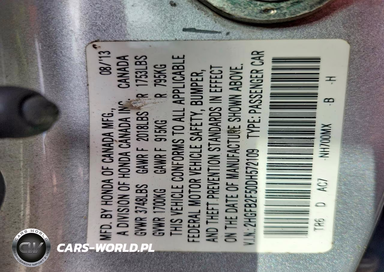 2013 Honda Civic Lx VIN:2HGFB2F50DH572109 - 13