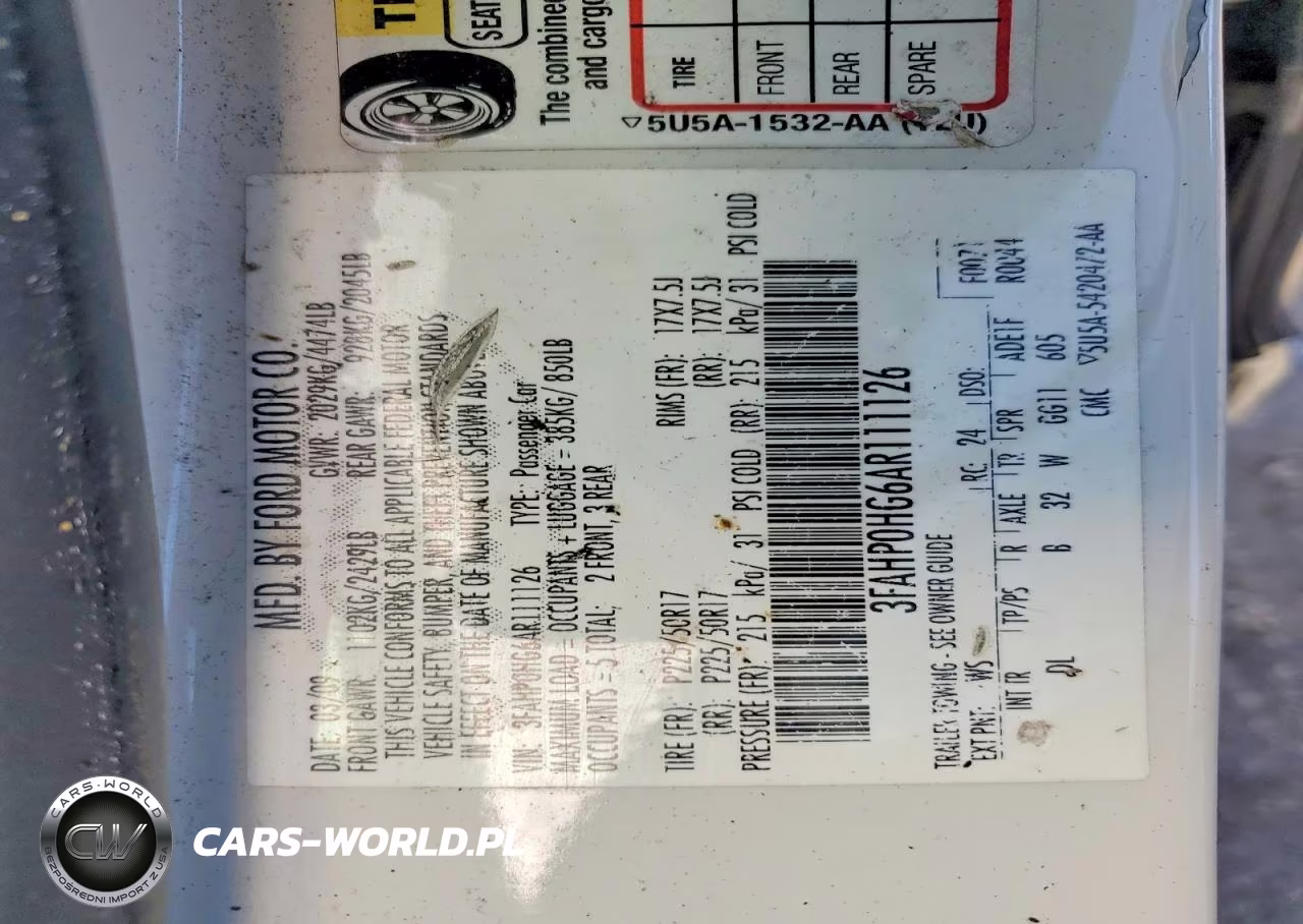 2010 Ford Fusion Se VIN:3FAHP0HG6AR111126 - 12