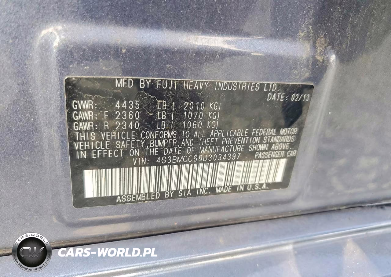 2013 Subaru Legacy 2.5I Premium VIN:4S3BMCC68D3034397 - 12