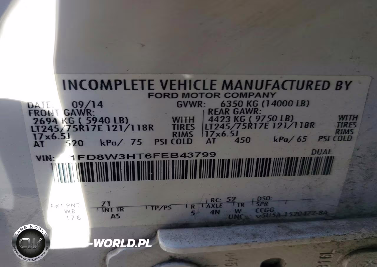 2015 Ford F350 Super Duty VIN:1FD8W3HT6FEB43799 - 12