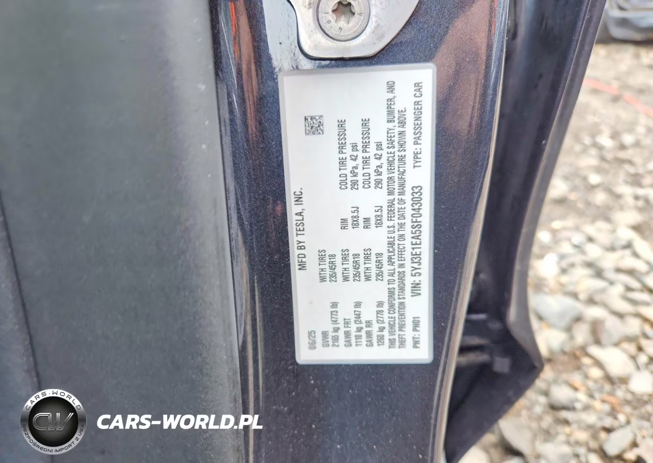 2025 Tesla Model 3 VIN:5YJ3E1EA5SF043033 - 12