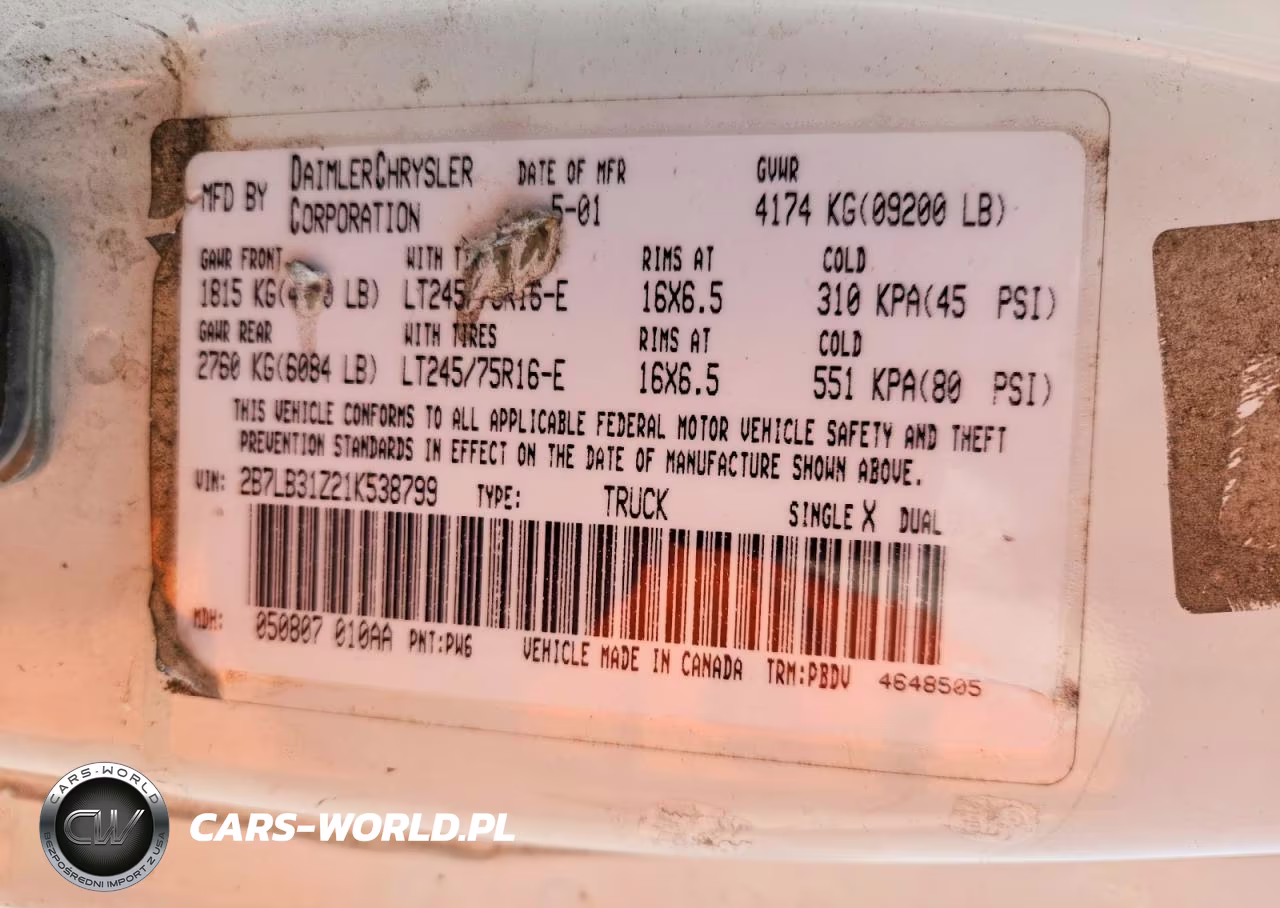2000 Dodge Ram Wagon Delivery Van VIN:2B7LB31Z21K538799 - 12