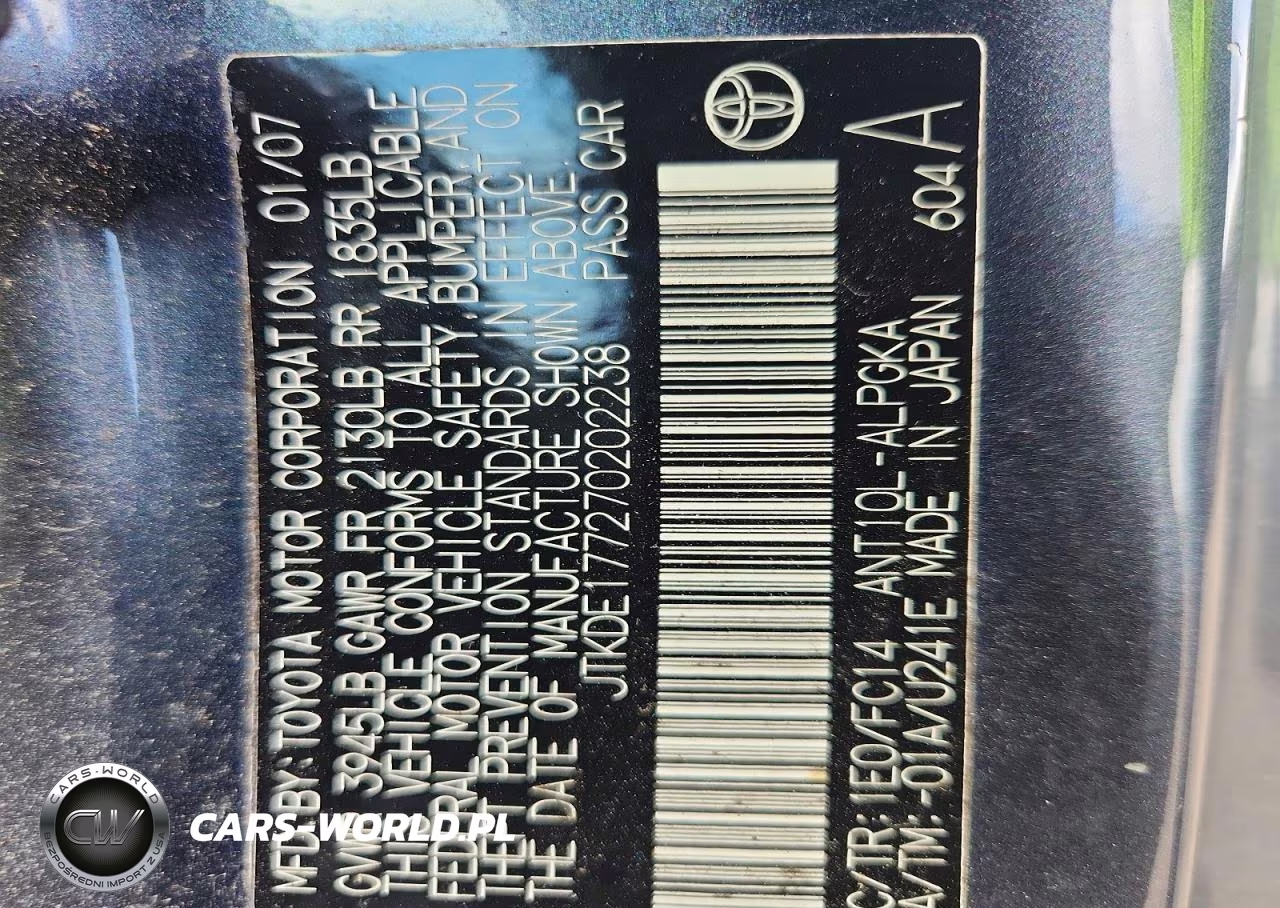 2007 Scion Tc Base VIN:JTKDE177270202238 - 12